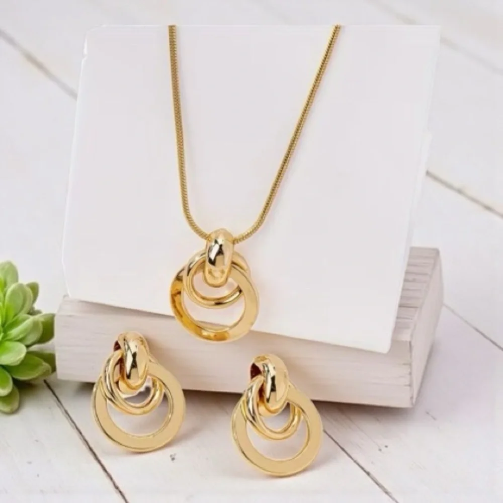 Gold-Tone Necklace and Earring Set